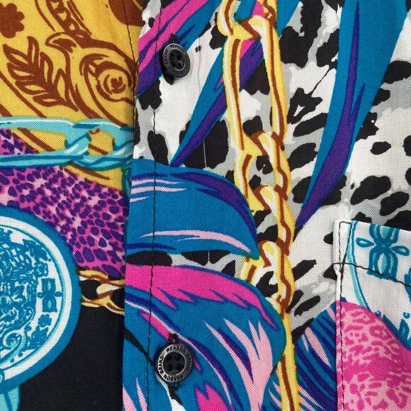 Reason Design Multi All Over Print Button Short Sleeve Shirt Men’s Medium NEW - Picture 7 of 14